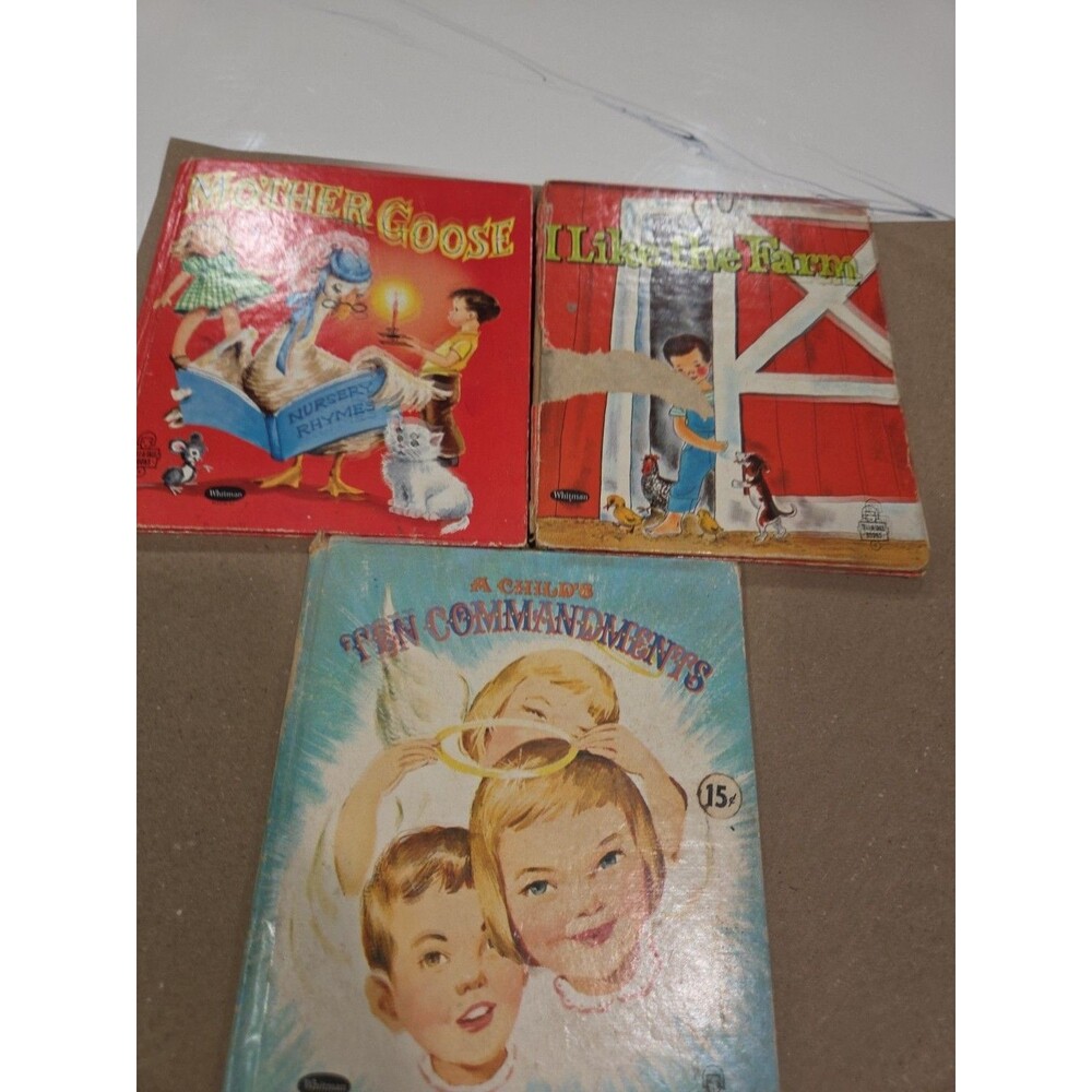 Mother Goose, Ten Commandments & I Like The Farm Whitman Baby Books Lot Of 3 B17